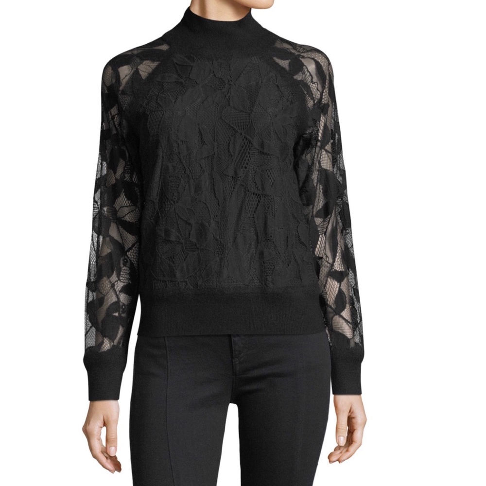 Rag & Bone Sofia Mock Neck Lace Sweater SZ S